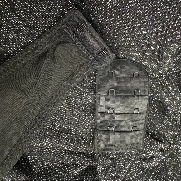 Popilust Black Silver Shimmer Bodysuit Shapewear L - Picture 8 of 8